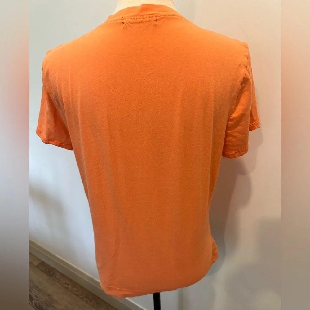 Ralph Lauren Jean Orange Women T-Shirt S  Zipper Shoulder Accent EUC - Picture 3 of 6